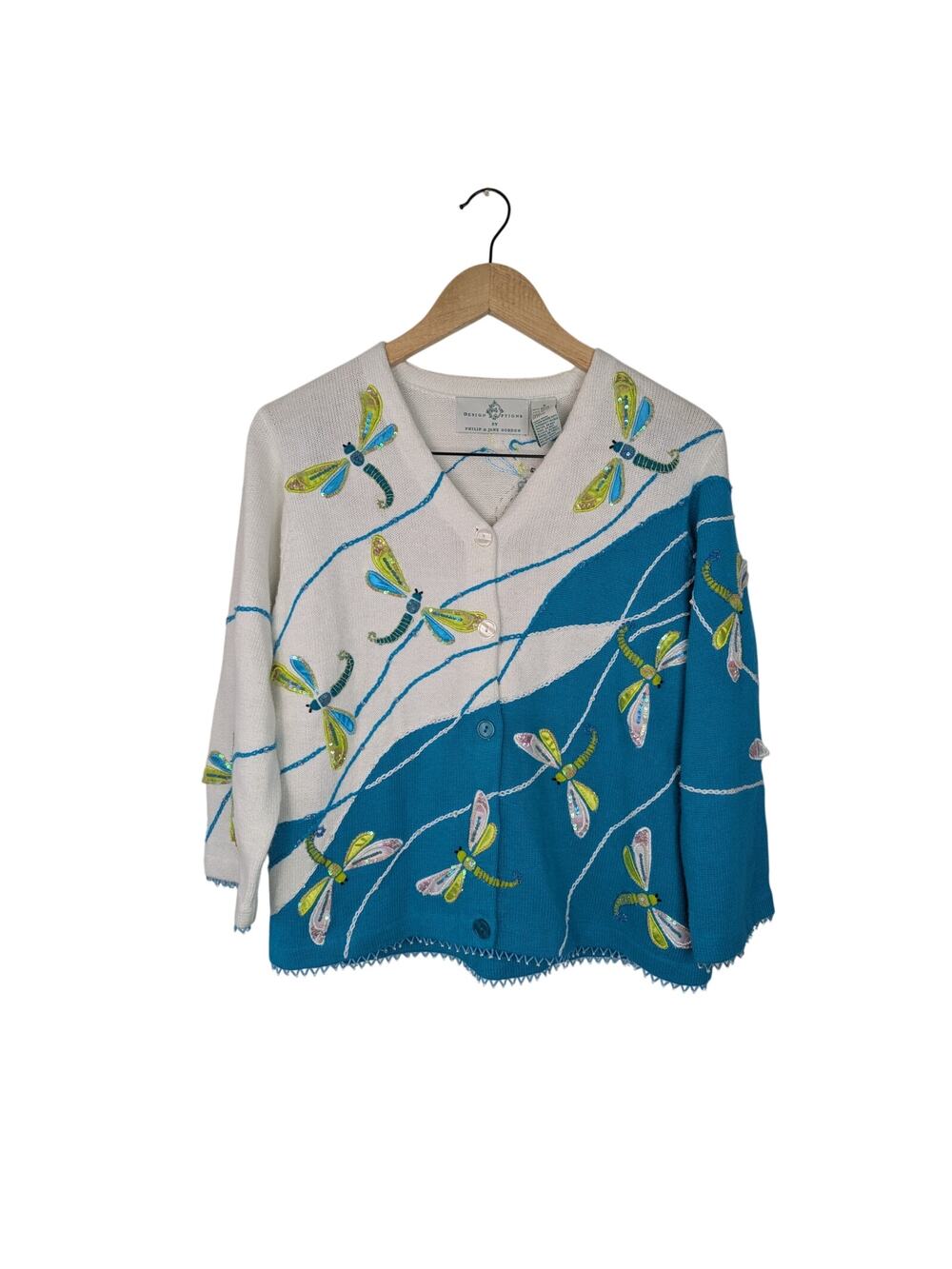 Design Options by Philip & Jane Gordon Dragonfly Embroidered Buttoned Cardigan